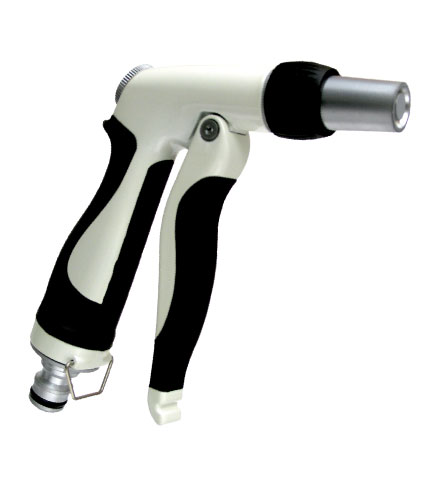 Spray gun for the garden hose in a stylish black and silver finish