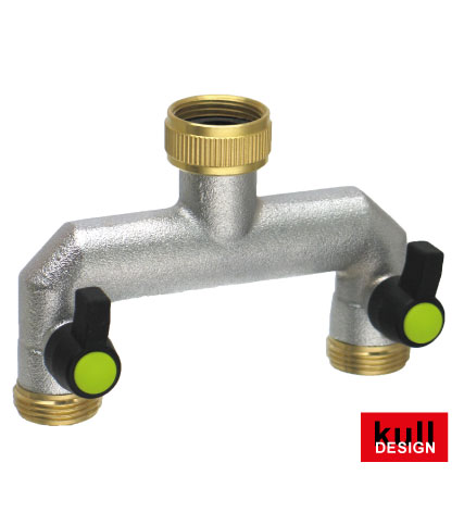 2-way brass distributor for outdoor water tap. Connection 3/4 