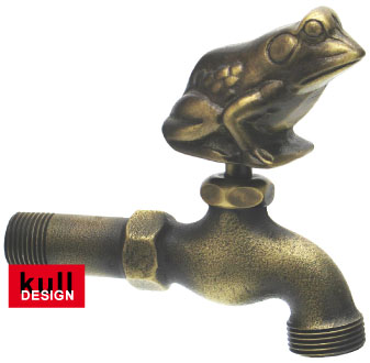 Bronze Gartenwasserhahn mit Frosch als Drehgriff