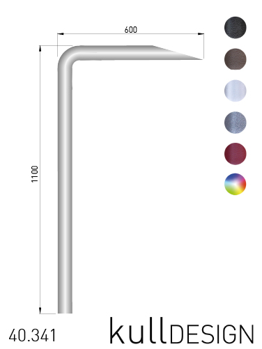 Edelstahl Wasserspender, Höhe 110 cm, ø 6 cm für Brunnen. Oben 90° gebogen und vorne 70° schräg für Wasseraustritt. Ein Absperrventil und Bodenplatte kann eingebaut werden.

