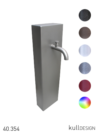 Design fountain stele with revision door. Stainless steel or powder coated. Dimensions: 15 x 30 cm, height 110 cm