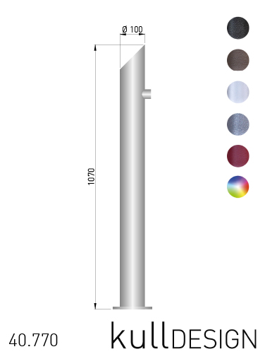 Edelstahl Bunnensäule D 100 mm als Wasserstelle im Garten.