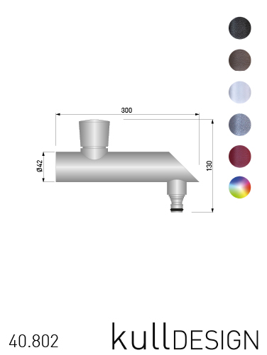 Edelstahl Designwasserhahn 30 cm mit Runddrehgriff und Schlauchanschluss
