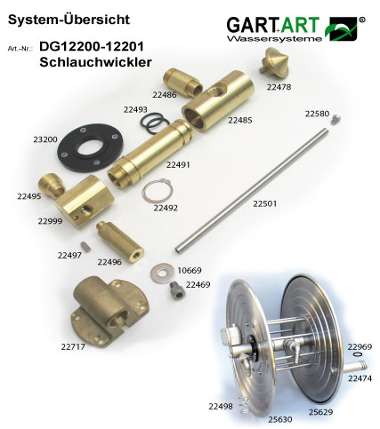 GART ART-axis for hose winder for careful storage of garden hose